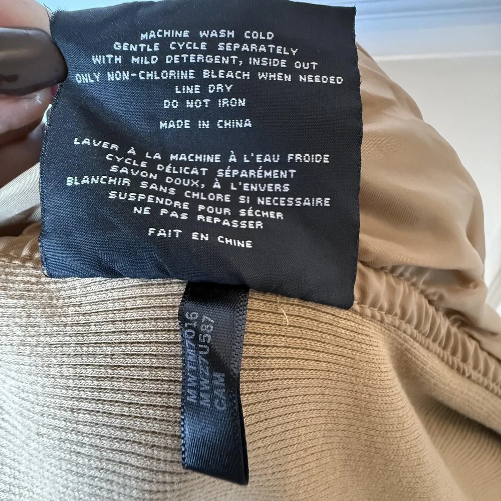 Marc New York Jacket Womens Medium Tan‎ Faux Leather Full Zip Moto Style Pockets